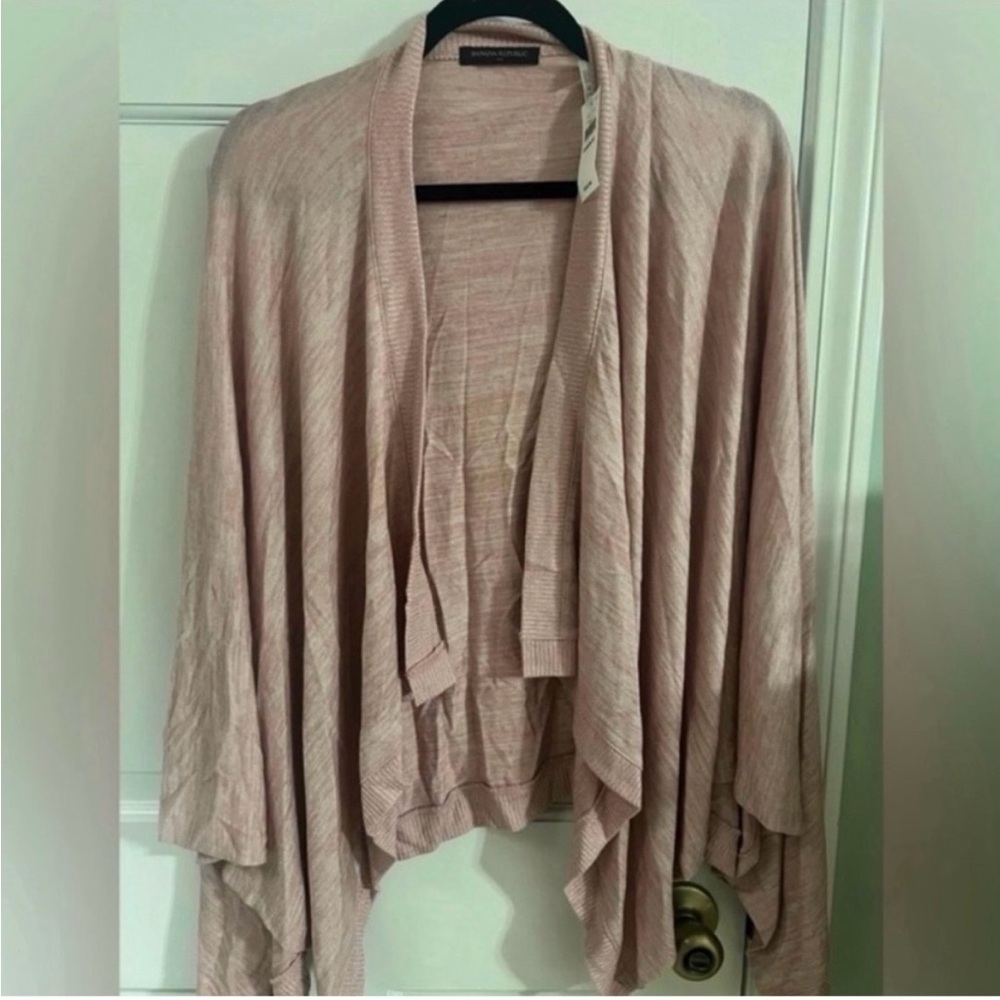 Banana Republic Factory Pink Open Front Cardigan Shrug Lightweight Draped OS